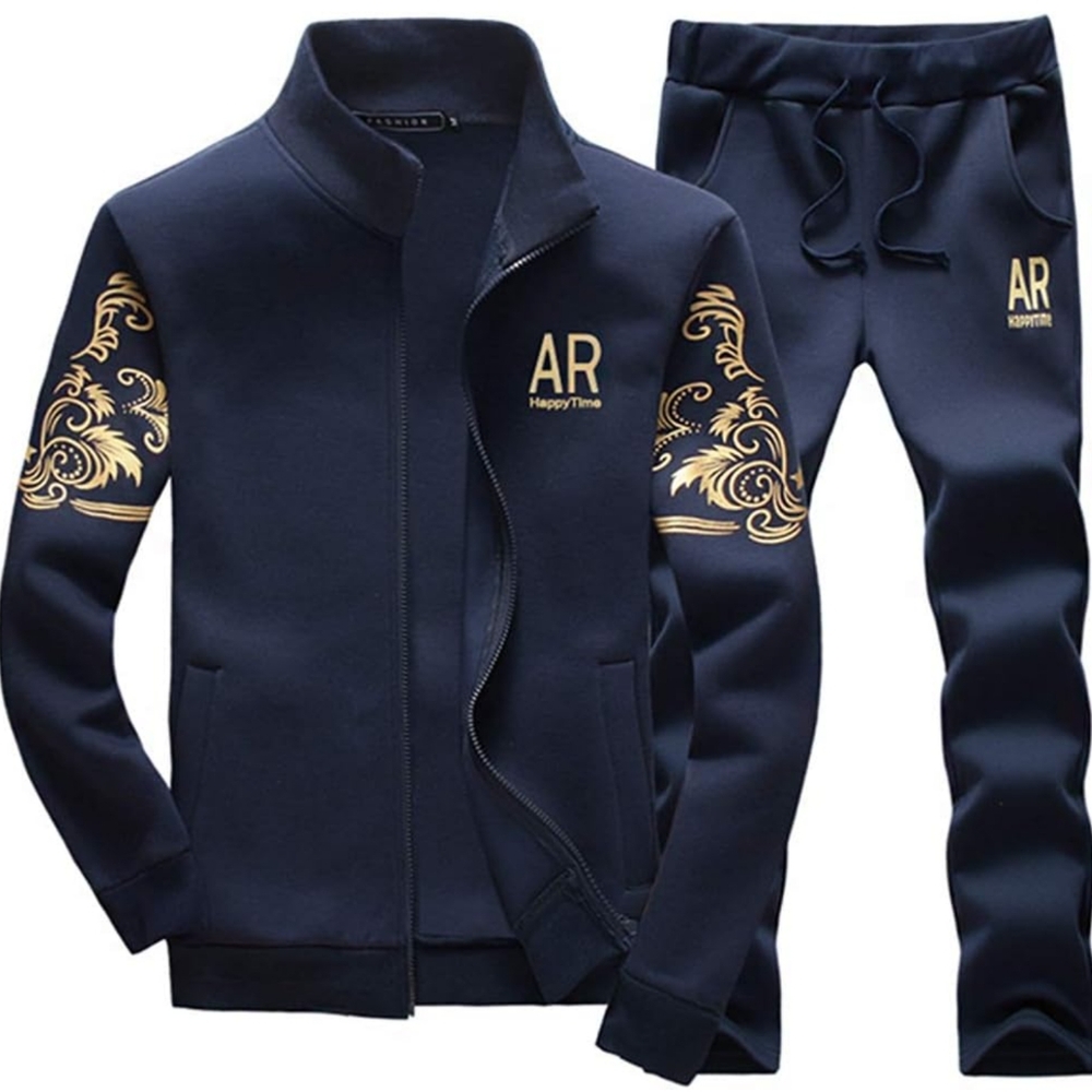 #559 MANLUODANNI Mens Tracksuit Set Buttom Full Zip Jogging Gym Suit Jacket